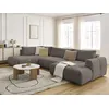 Image de Canapé panoramique convertible FUJI tissu lisse taupe angle droit BOBOCHIC 5 places