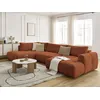 Image de Canapé panoramique convertible FUJI tissu lisse orange angle droit BOBOCHIC 5 places