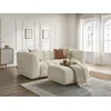 Image de Canapé droit fixe 3 places TALIA tissu bouclette avec pouf beige BOBOCHIC