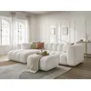 Image de Canapé d'angle fixe TALIA tissu bouclette avec pouf blanc angle gauche BOBOCHIC 4 places