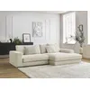 Image de Canapé d'angle fixe compact LEONARD velours côtelé beige angle droit BOBOCHIC 4 places