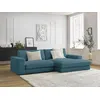 Image de Canapé d'angle fixe compact LEONARD velours côtelé bleu clair angle droit BOBOCHIC 4 places