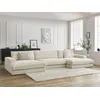 Image de Canapé panoramique fixe compact LEONARD velours côtelé beige BOBOCHIC 4 places