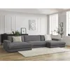 Image de Canapé panoramique fixe compact LEONARD velours côtelé gris foncé BOBOCHIC 4 places