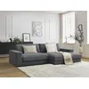 Image de Canapé d'angle fixe compact LEONARD tissu texturé gris foncé angle droit BOBOCHIC 4 places
