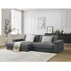 Image de Canapé d'angle fixe compact LEONARD tissu texturé gris foncé angle gauche BOBOCHIC 4 places