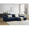 Image de Canapé d'angle fixe compact LEONARD tissu texturé bleu foncé angle droit BOBOCHIC 4 places