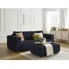 Image de Canapé droit fixe 3 places CHELSEA gros côtelé doux avec pouf noir BOBOCHIC