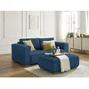 Image de Canapé droit fixe 2 places CHELSEA gros côtelé doux avec pouf bleu foncé BOBOCHIC