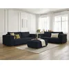 Image de Ensemble canapé droit fixe 3 + 2 places CHELSEA gros velours côtelé avec pouf noir BOBOCHIC 6 places