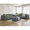 Image de Ensemble canapé droit fixe 3 + 2 places CHELSEA gros velours côtelé avec pouf gris foncé BOBOCHIC 6 places