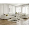 Image de Ensemble canapé droit fixe 3 + 2 places CHELSEA gros velours côtelé avec pouf beige BOBOCHIC 6 places