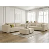 Image de Ensemble canapé droit fixe 3 + 2 places CHELSEA gros velours côtelé avec pouf taupe BOBOCHIC 6 places