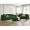 Image de Ensemble canapé droit fixe 3 + 2 places CHELSEA gros velours côtelé avec pouf vert BOBOCHIC 6 places