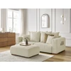 Image de Canapé droit fixe 3 places SIDONIE velours côtelé avec pouf beige BOBOCHIC