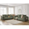 Image de Ensemble canapé droit fixe 3 + 2 places SIDONIE velours côtelé vert BOBOCHIC 5 places