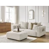 Image de Canapé droit fixe 3 places SIDONIE tissu chiné avec pouf beige BOBOCHIC