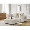 Image de Canapé droit fixe 2 places SIDONIE tissu chiné avec pouf beige BOBOCHIC