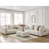 Image de Ensemble canapé droit fixe 3 + 2 places SIDONIE tissu chiné avec pouf beige BOBOCHIC 6 places
