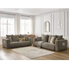 Image de Ensemble canapé droit fixe 3 + 2 places SIDONIE tissu chiné taupe BOBOCHIC 5 places