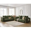 Image de Ensemble canapé droit fixe 3 + 2 places SIDONIE tissu chiné vert BOBOCHIC 5 places