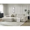 Image de Canapé d'angle fixe SIERRA tissu texturé beige angle gauche BOBOCHIC 3 places