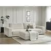 Image de Canapé droit fixe 3 places SIERRA tissu texturé avec pouf beige BOBOCHIC