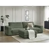 Image de Canapé droit fixe 3 places SIERRA tissu texturé avec pouf vert foncé BOBOCHIC