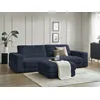 Image de Canapé droit fixe 3 places SIERRA tissu texturé avec pouf bleu foncé BOBOCHIC