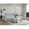 Image de Canapé droit fixe 3 places SIERRA tissu texturé avec pouf gris clair BOBOCHIC