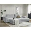 Image de Canapé d'angle fixe SIERRA tissu texturé avec pouf gris clair angle droit BOBOCHIC 4 places
