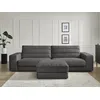 Image de Canapé droit fixe 3 places SIERRA velours avec pouf noir BOBOCHIC