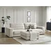 Image de Canapé droit fixe 3 places SIERRA velours avec pouf beige BOBOCHIC