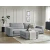 Image de Canapé droit fixe 3 places SIERRA velours avec pouf gris clair BOBOCHIC