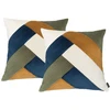 Image de Lot de 2 coussins patchwork réversibles LARA bleu 45x45 BOBOCHIC