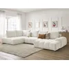 Image de Canapé panoramique convertible coffre EVEREST tissu chiné blanc angle droit BOBOCHIC 6 places