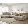 Image de Canapé panoramique convertible coffre EVEREST tissu chiné taupe angle droit BOBOCHIC 6 places