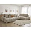 Image de Canapé panoramique convertible coffre EVEREST tissu chiné taupe angle gauche BOBOCHIC 6 places