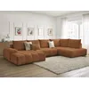 Image de Canapé panoramique convertible coffre EVEREST tissu chiné orange angle gauche BOBOCHIC 6 places