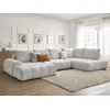 Image de Canapé panoramique convertible coffre EVEREST tissu chiné gris clair angle gauche BOBOCHIC 6 places