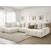 Image de Canapé panoramique convertible coffre EVEREST tissu chiné blanc angle droit BOBOCHIC 6 places