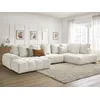 Image de Canapé panoramique convertible coffre EVEREST tissu chiné blanc angle gauche BOBOCHIC 6 places