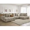 Image de Canapé panoramique convertible coffre EVEREST tissu chiné taupe angle gauche BOBOCHIC 6 places