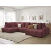 Image de Canapé panoramique convertible coffre EVEREST tissu chiné rouge angle droit BOBOCHIC 6 places