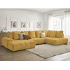 Image de Canapé panoramique convertible coffre EVEREST tissu chiné jaune angle gauche BOBOCHIC 6 places