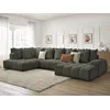 Image de Canapé panoramique convertible coffre EVEREST tissu chiné vert angle droit BOBOCHIC 6 places