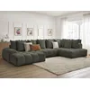 Image de Canapé panoramique convertible coffre EVEREST tissu chiné vert angle gauche BOBOCHIC 6 places