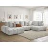 Image de Canapé panoramique convertible coffre EVEREST tissu chiné gris clair angle gauche BOBOCHIC 6 places