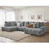 Image de Canapé panoramique convertible coffre EVEREST tissu chiné gris foncé angle droit BOBOCHIC 6 places