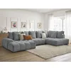 Image de Canapé panoramique convertible coffre EVEREST tissu chiné gris foncé angle gauche BOBOCHIC 6 places